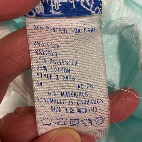Vintage polly flinders mint Swiss dot smocked dress size 12m - Picture 8 of 9